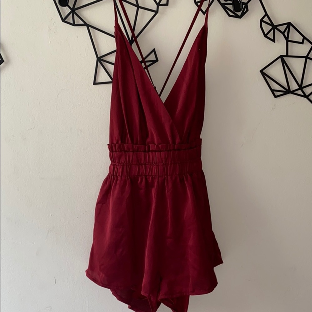 Red Satin Romper